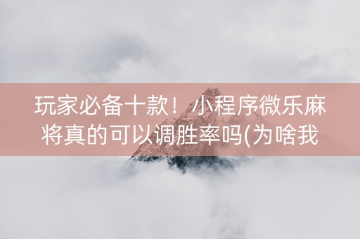 玩家必备十款！小程序微乐麻将真的可以调胜率吗(为啥我总是输)
