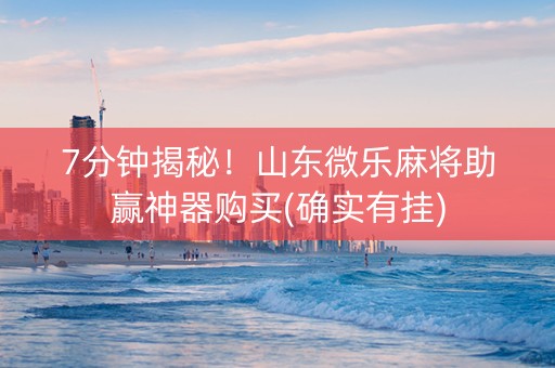 7分钟揭秘！山东微乐麻将助赢神器购买(确实有挂)