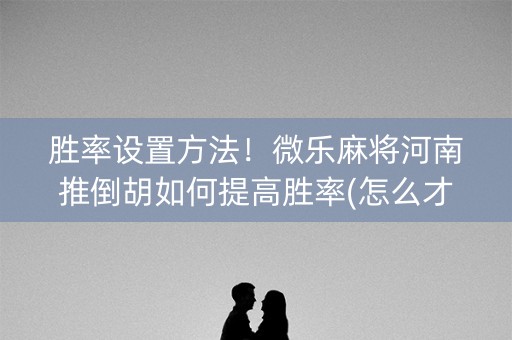 胜率设置方法！微乐麻将河南推倒胡如何提高胜率(怎么才有赢的几率)