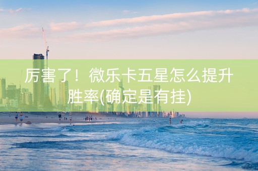 厉害了！微乐卡五星怎么提升胜率(确定是有挂)