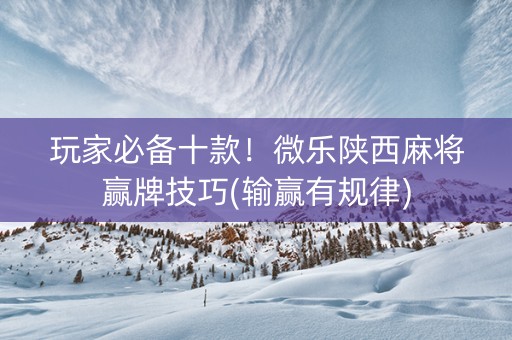 玩家必备十款！微乐陕西麻将赢牌技巧(输赢有规律)