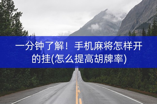 一分钟了解！手机麻将怎样开的挂(怎么提高胡牌率)