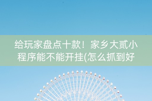 给玩家盘点十款！家乡大贰小程序能不能开挂(怎么抓到好牌)