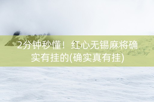 2分钟秒懂！红心无锡麻将确实有挂的(确实真有挂)