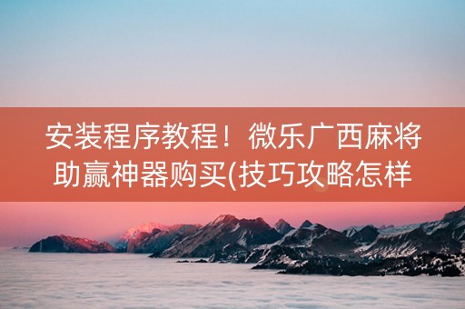 安装程序教程！微乐广西麻将助赢神器购买(技巧攻略怎样拿好牌)