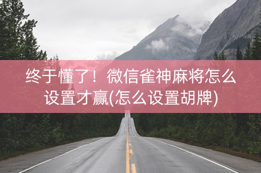 终于懂了！微信雀神麻将怎么设置才赢(怎么设置胡牌)