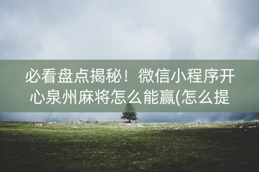 必看盘点揭秘！微信小程序开心泉州麻将怎么能赢(怎么提手拿好牌)