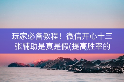 玩家必备教程！微信开心十三张辅助是真是假(提高胜率的方法)
