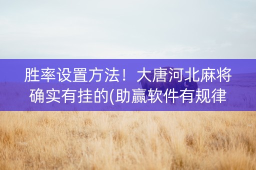 胜率设置方法！大唐河北麻将确实有挂的(助赢软件有规律吗)