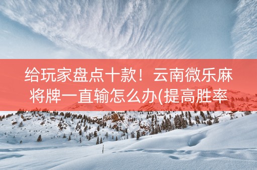 给玩家盘点十款！云南微乐麻将牌一直输怎么办(提高胜率软件)