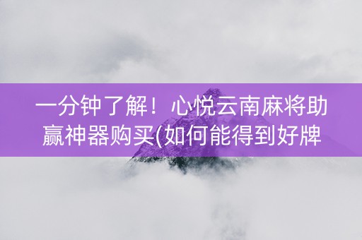 一分钟了解！心悦云南麻将助赢神器购买(如何能得到好牌)