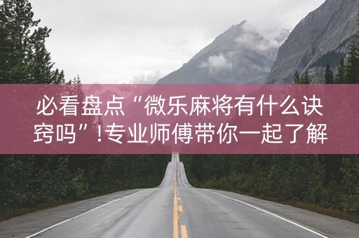 必看盘点“微乐麻将有什么诀窍吗”!专业师傅带你一起了解（详细教程）-知乎