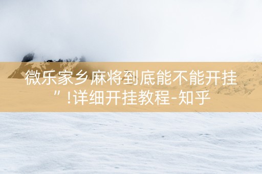 微乐家乡麻将到底能不能开挂”!详细开挂教程-知乎