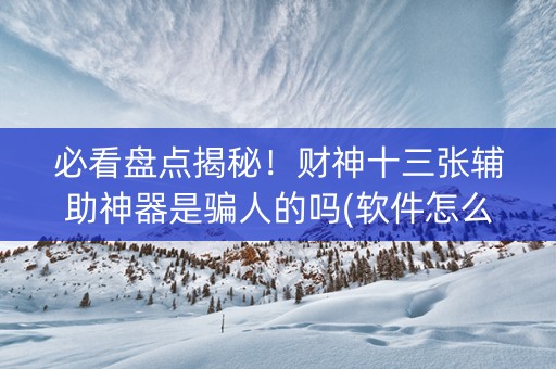 必看盘点揭秘！财神十三张辅助神器是骗人的吗(软件怎么打赢)