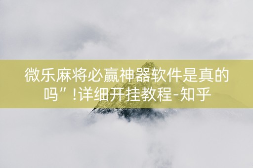 微乐麻将必赢神器软件是真的吗”!详细开挂教程-知乎
