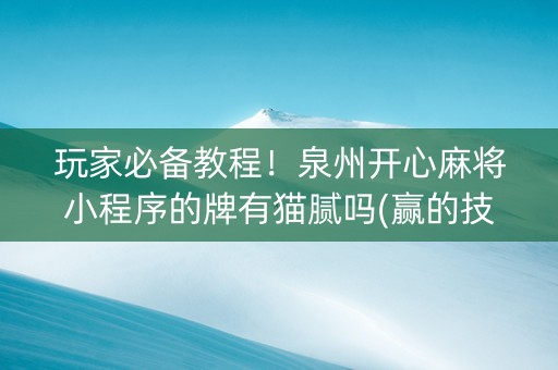 玩家必备教程！泉州开心麻将小程序的牌有猫腻吗(赢的技巧提高胜率)