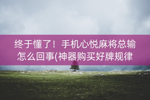 终于懂了！手机心悦麻将总输怎么回事(神器购买好牌规律)