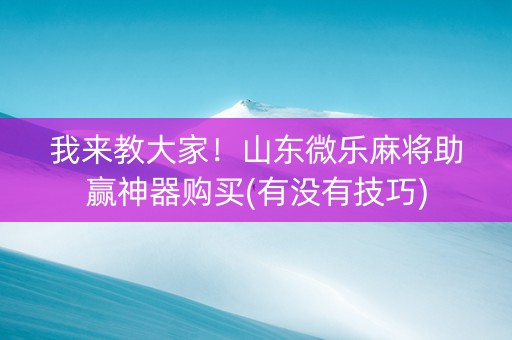 我来教大家！山东微乐麻将助赢神器购买(有没有技巧)