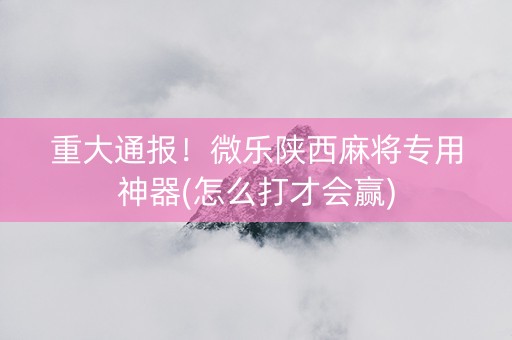 重大通报！微乐陕西麻将专用神器(怎么打才会赢)