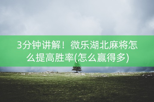 3分钟讲解！微乐湖北麻将怎么提高胜率(怎么赢得多)