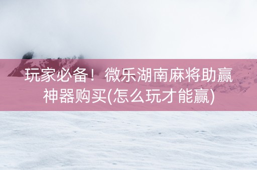 玩家必备！微乐湖南麻将助赢神器购买(怎么玩才能赢)