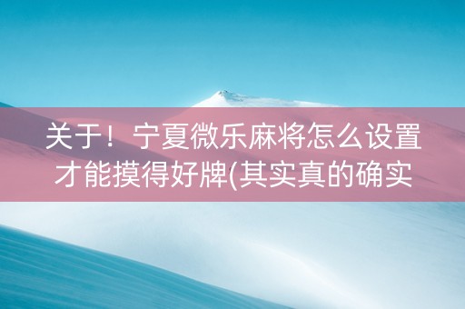关于！宁夏微乐麻将怎么设置才能摸得好牌(其实真的确实有挂)