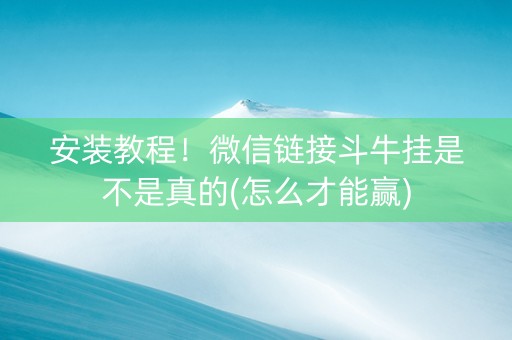 安装教程！微信链接斗牛挂是不是真的(怎么才能赢)
