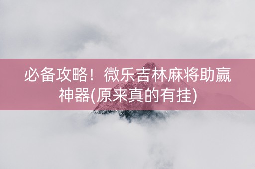 必备攻略！微乐吉林麻将助赢神器(原来真的有挂)
