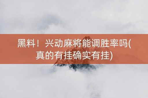 黑料！兴动麻将能调胜率吗(真的有挂确实有挂)