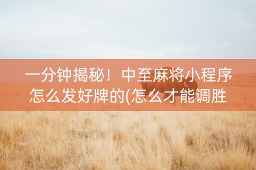 一分钟揭秘！中至麻将小程序怎么发好牌的(怎么才能调胜率)