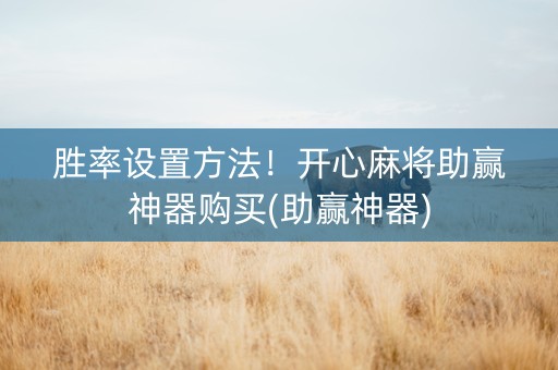 胜率设置方法！开心麻将助赢神器购买(助赢神器)