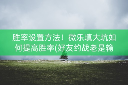 胜率设置方法！微乐填大坑如何提高胜率(好友约战老是输)