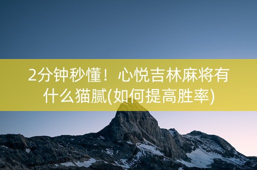2分钟秒懂！心悦吉林麻将有什么猫腻(如何提高胜率)