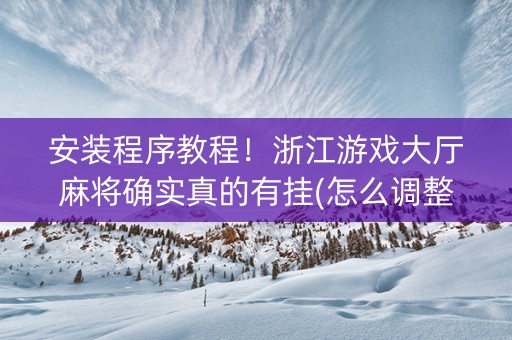 安装程序教程！浙江游戏大厅麻将确实真的有挂(怎么调整胜率)