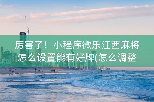 厉害了！小程序微乐江西麻将怎么设置能有好牌(怎么调整胜率)
