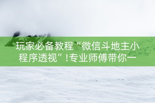 玩家必备教程“微信斗地主小程序透视”!专业师傅带你一起了解（详细教程）-知乎