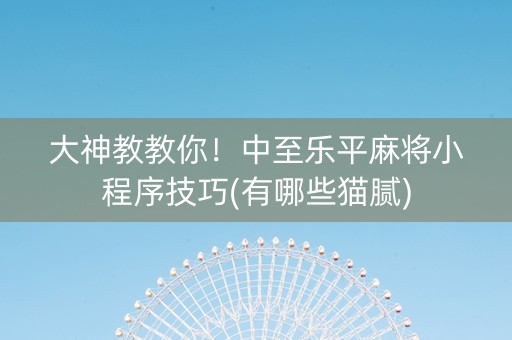 大神教教你！中至乐平麻将小程序技巧(有哪些猫腻)