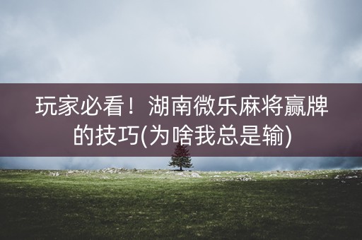 玩家必看！湖南微乐麻将赢牌的技巧(为啥我总是输)