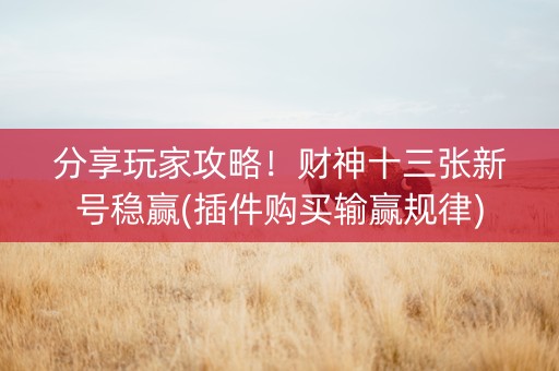 分享玩家攻略！财神十三张新号稳赢(插件购买输赢规律)