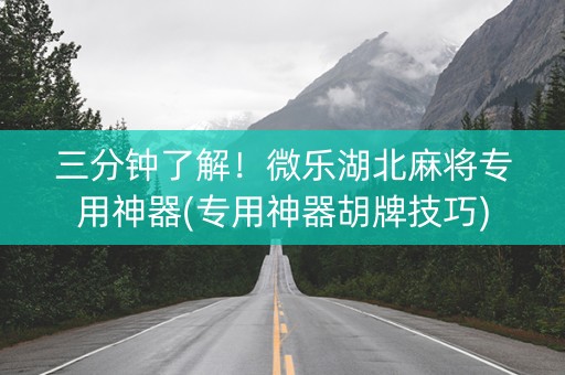 三分钟了解！微乐湖北麻将专用神器(专用神器胡牌技巧)