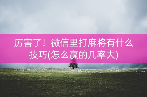 厉害了！微信里打麻将有什么技巧(怎么赢的几率大)
