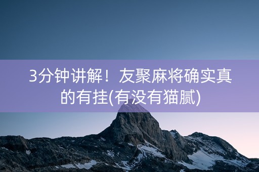 3分钟讲解！友聚麻将确实真的有挂(有没有猫腻)