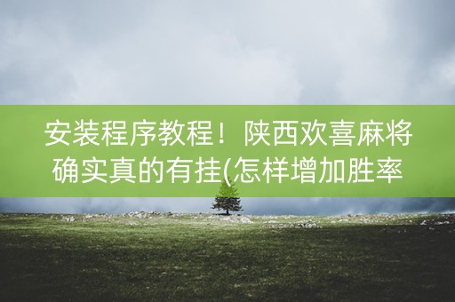 安装程序教程！陕西欢喜麻将确实真的有挂(怎样增加胜率)