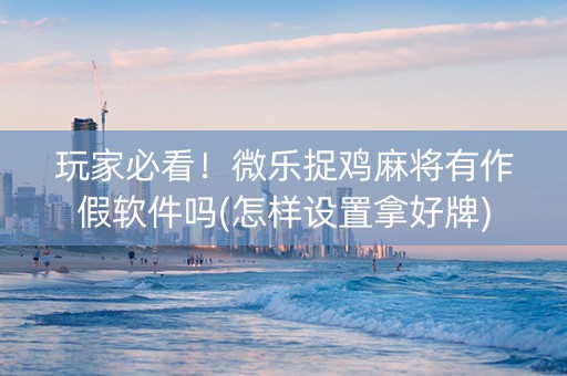 玩家必看！微乐捉鸡麻将有作假软件吗(怎样设置拿好牌)