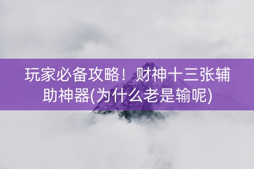 玩家必备攻略！财神十三张辅助神器(为什么老是输呢)