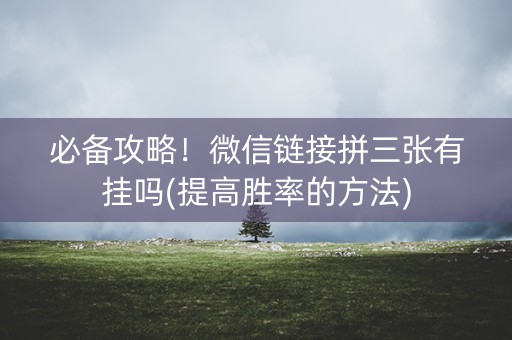必备攻略！微信链接拼三张有挂吗(提高胜率的方法)