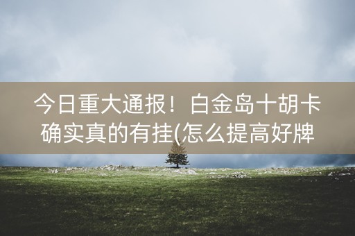 今日重大通报！白金岛十胡卡确实真的有挂(怎么提高好牌几率)