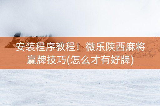 安装程序教程！微乐陕西麻将赢牌技巧(怎么才有好牌)