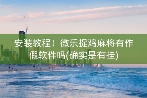 安装教程！微乐捉鸡麻将有作假软件吗(确实是有挂)