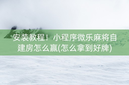 安装教程！小程序微乐麻将自建房怎么赢(怎么拿到好牌)